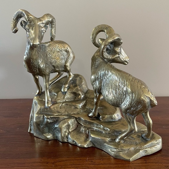 SOLD- Brass Ram Sculpture - Picture 6 of 6